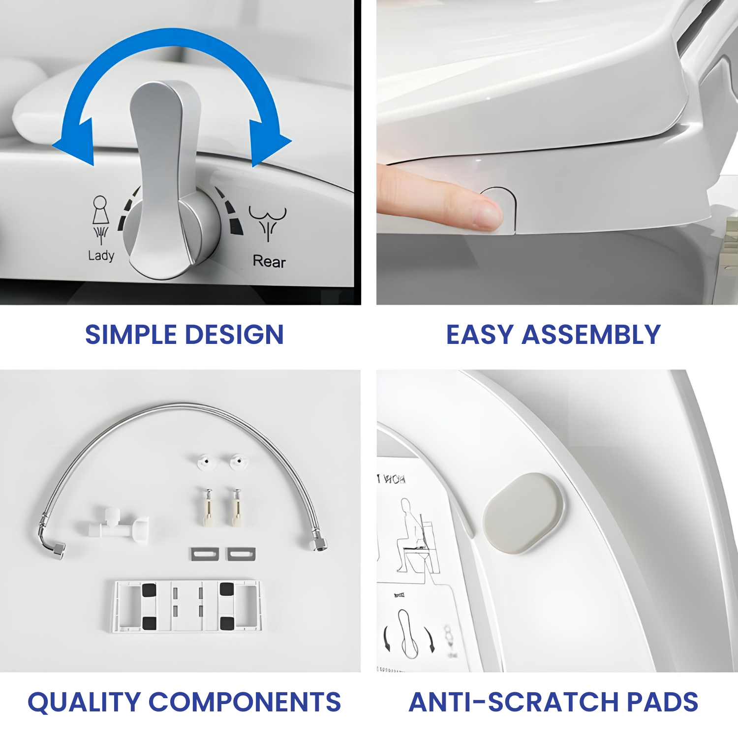 D Shape Bidet Toilet Seat | Non-Electric