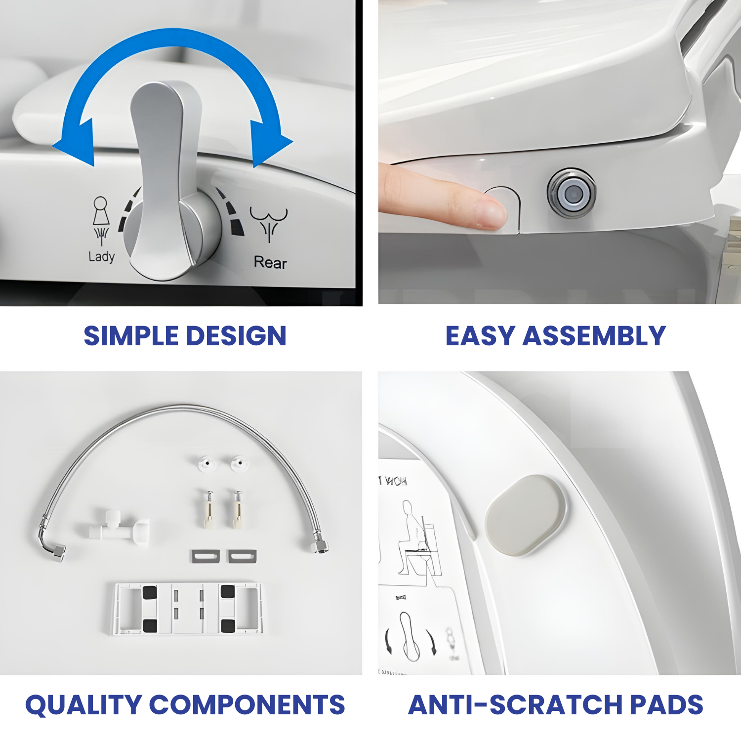 D Shape Bidet Toilet Seat | Dual Nozzle