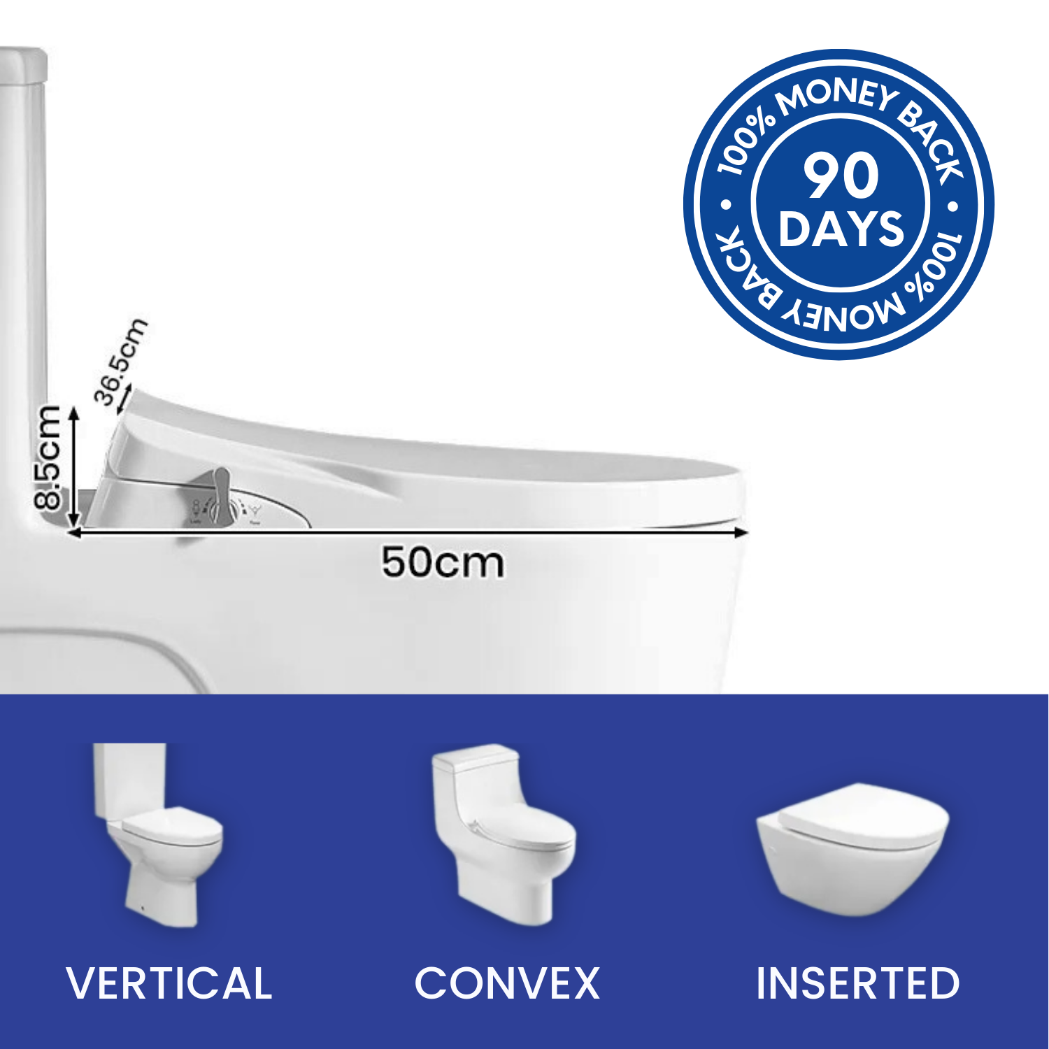 D Shape Bidet Toilet Seat | Dual Nozzle
